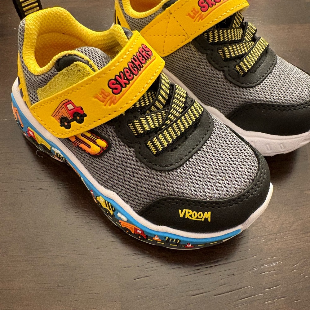 Skechers Kids' Vroom Sneakers - Gray and Yellow